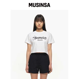 MOZMOZ 哥特字母短袖 cropped T恤 白色韩国官网直邮进口MUSINSA