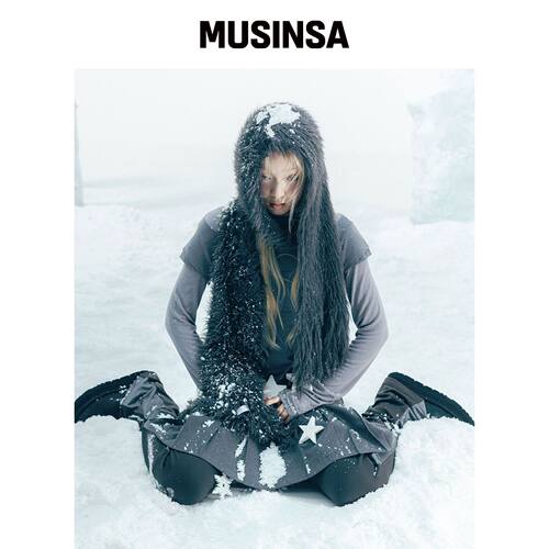 OJOS 毛绒围巾 / 炭灰色 MUSINSA韩国官网直邮进口