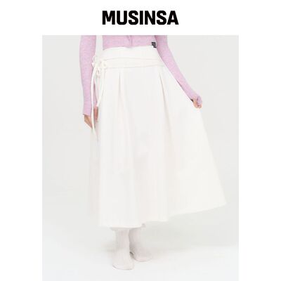 ZIZEMUSEUM RIBBON FLARE LONG SKIRT (WHITE) M韩国官网直邮进口