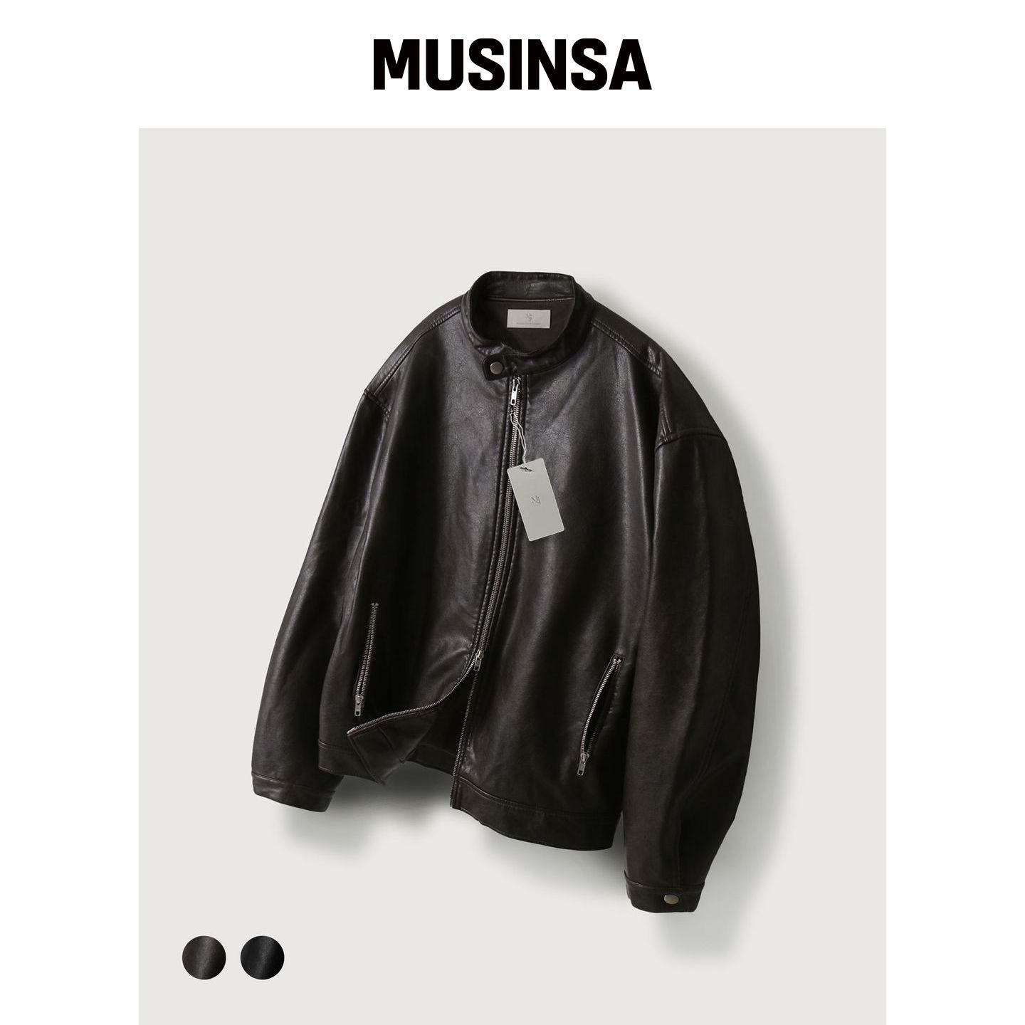 MOOD INSIDE 复古水洗皮夹克_2色 MUSINSA韩国直邮官方正品
