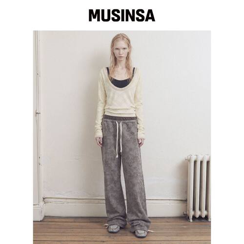 SOMSOC YVETTE BLOOM DOUBLE LAYERED PANTS_棕 韩国官网直邮进口