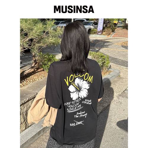 VOLCOM HIBI 背带裤半高领T恤（VLACK） MUSINSA韩国官网直邮进口