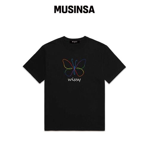 WISSY RAINBOW BUTTERFLY 短袖T恤 (WS016) 黑色韩国官网直邮进口