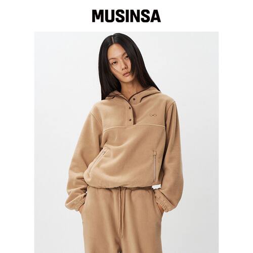 PLAC WOMEN 抓绒连帽卫衣米色 MUSINSA韩国官网直邮进口