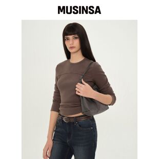 MUSINSA STANDARD WOMAN 女款色块修身圆领长袖T韩国官网直邮进口