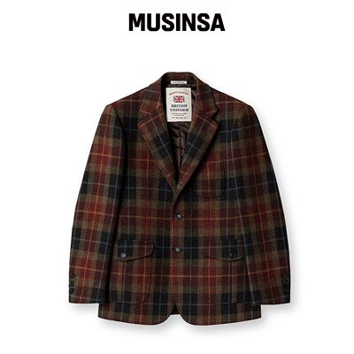 EDINBURGH CLUB HARRIS TWEED 格纹三扣夹克 [红韩国官网直邮进口