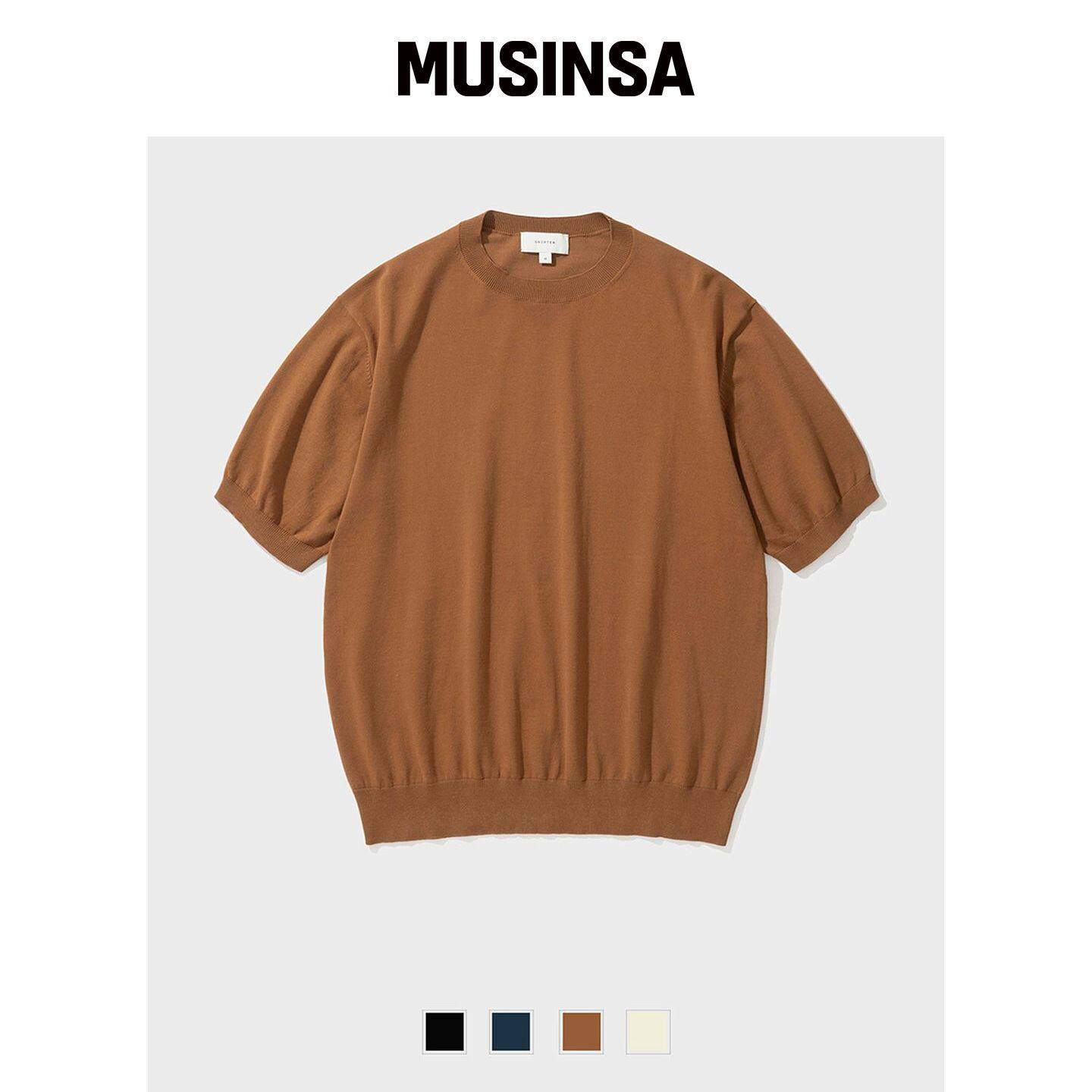 SHIRTER PLAIN ROUND NECK HALF KNIT (4 COLOR)韩国官网直邮进口