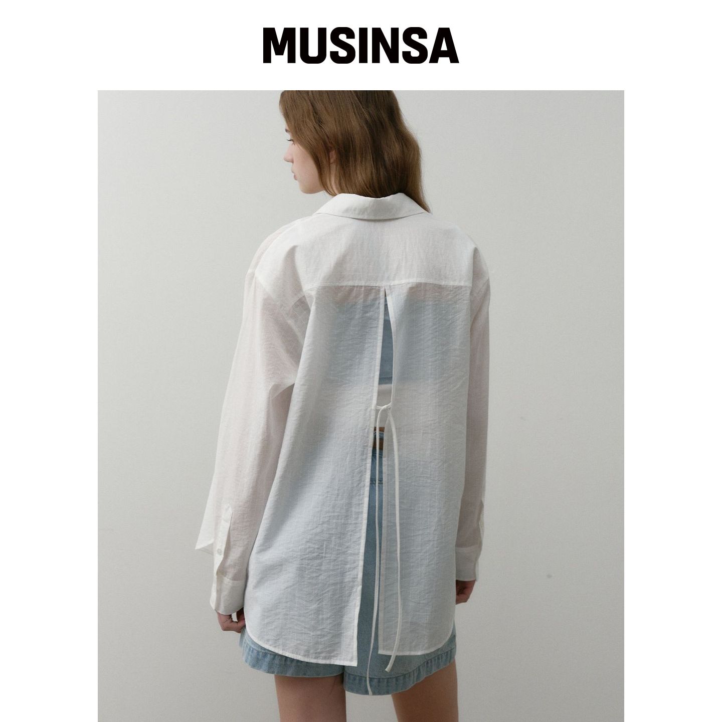 OSTKAKA 夏季宽松背开衩衬衫 豆沙色 MUSINSA韩国直邮官方正品
