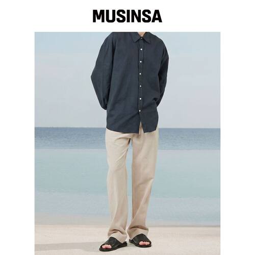 EASE 亚麻松紧裤 [Regular Fit]_燕麦色_男女通 韩国官网直邮进口