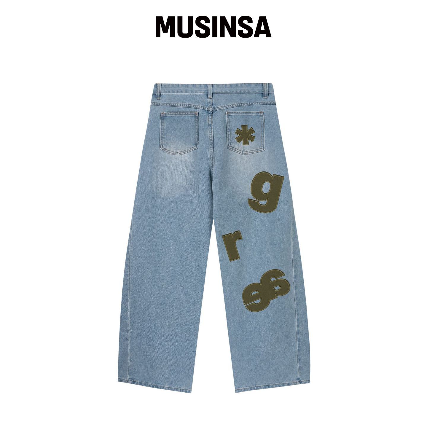 GRAVER [UNISEX]GRAE-S SPOT 宽松CURB牛仔裤_Li韩国官网直邮进口