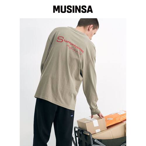 STAFFONLY S-LOGO 长袖衫 (卡其色) MUSINSA韩国官网直邮进口