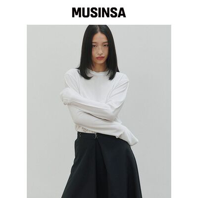 NOIRER FOR WOMAN SYLK混纺长袖T恤 (WHITE)韩国官网直邮进口