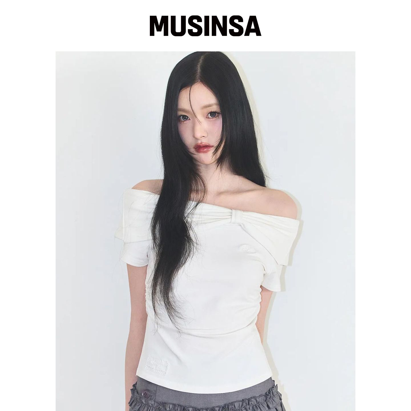 ILLIGO 波乌露肩白色T恤 MUSINSA韩国官网直邮进口图片