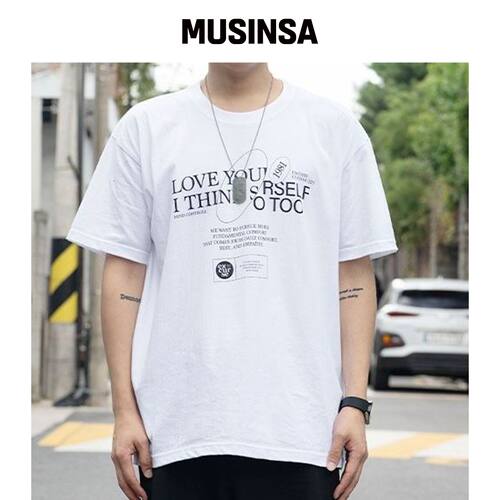 EXCURSE 背带裤 半包 T恤 WHITE Lettering MUSI韩国官网直邮进口
