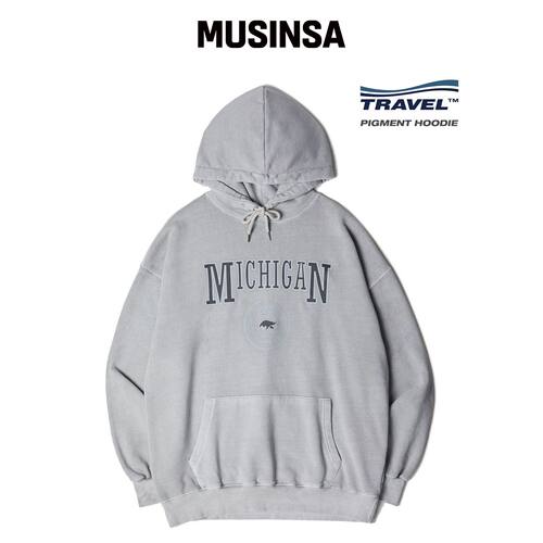 TRAVEL MICHIGAN WOLVERINE 粉色连帽卫衣 MUSIN韩国官网直邮进口