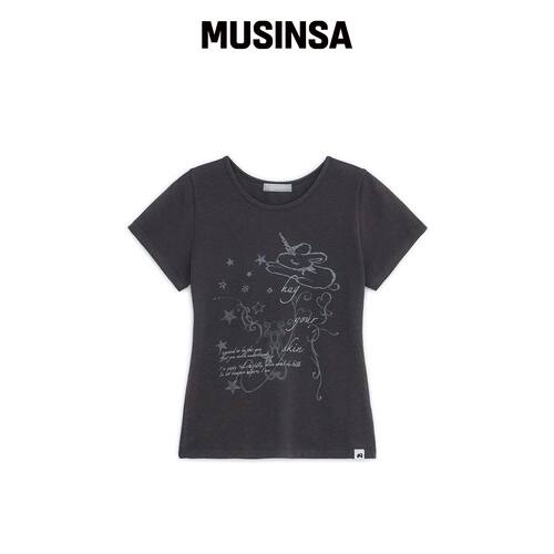 HUG YOUR SKIN 制服绘图T (炭灰色) MUSINSA韩国官网直邮进口