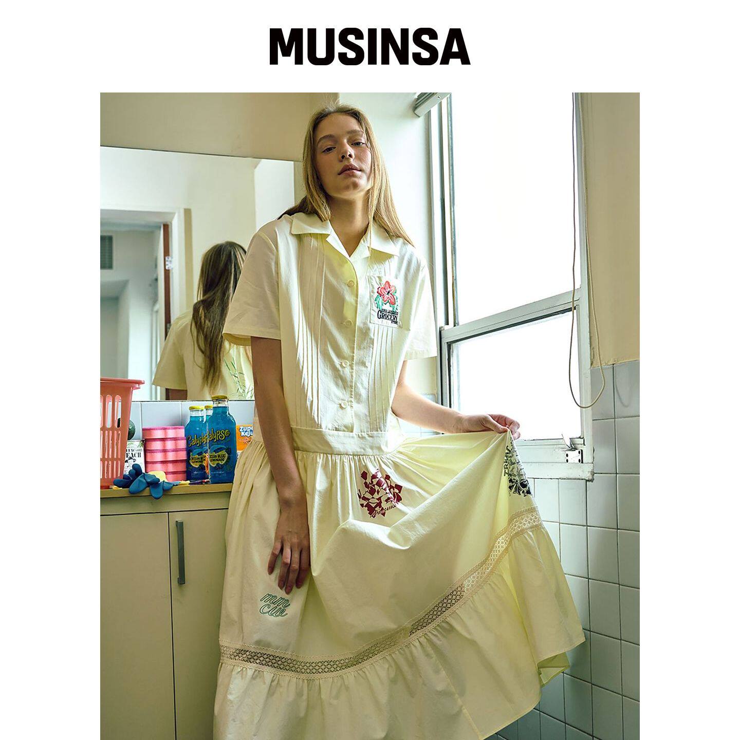 MIMICAWE POPPY GROCERY长裙/浅黄色 MUSINSA韩国官网直邮进口