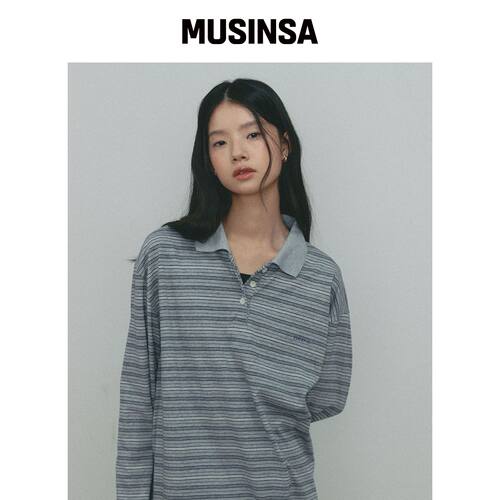 SSEMI SSEMI 条纹 PK T恤(GR)韩国官网直邮进口MUSINSA