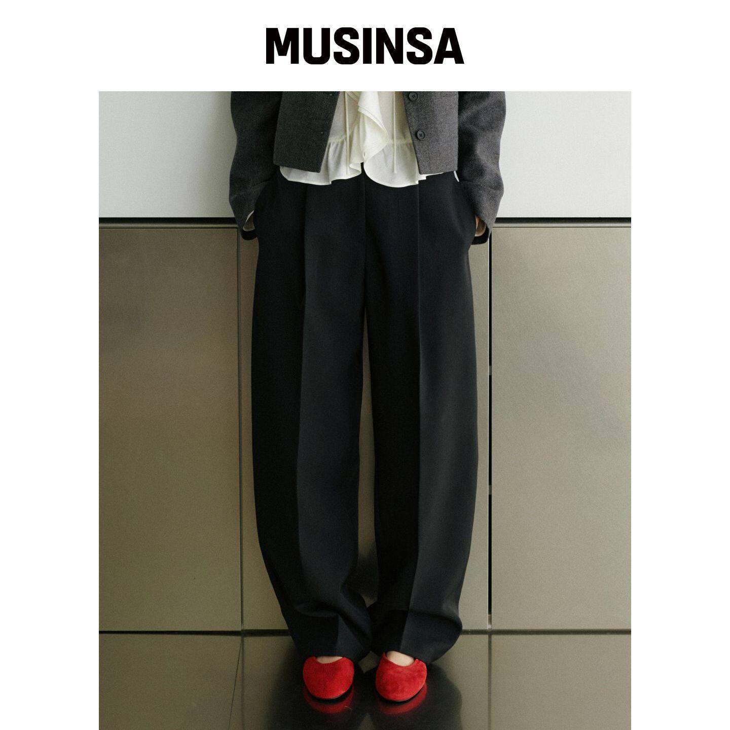 URAGO 弧形单褶西装裤_2色 MUSINSA韩国官网直邮进口