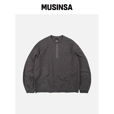 FRIZMWORKS SLUB HENLEY NECK 长袖T恤 _ 炭灰色韩国官网直邮进口