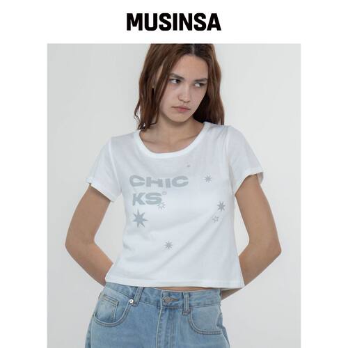 CHICKS 언发斯特拉修身版型短袖T恤白色 MUSINSA韩国直邮官方正品