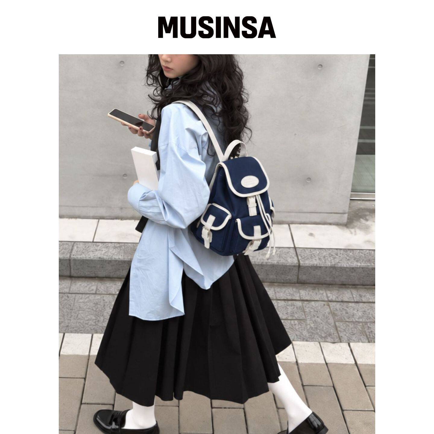 LOTSYOU 怀旧帆布背包 海军蓝 MUSINSA韩国官网直邮进口