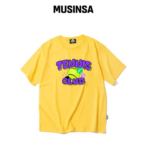TRIPSHION Purple Tennis Club 图案T恤 - 黄色韩国官网直邮进口