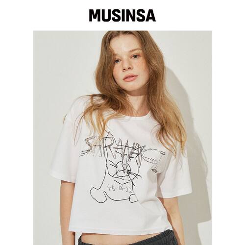 SARANAGI SE0525-CROP T-SHIRT(white) MUSINSA韩国官网直邮进口