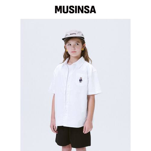 TAKEASY KIDS REED 牛津纯色短袖衬衫（WHITE） 韩国官网直邮进口