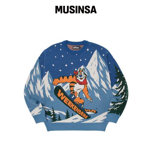 WKNDRS KELLOGGS 山脉针织毛衣（蓝色） MUSINSA韩国直邮官方正品