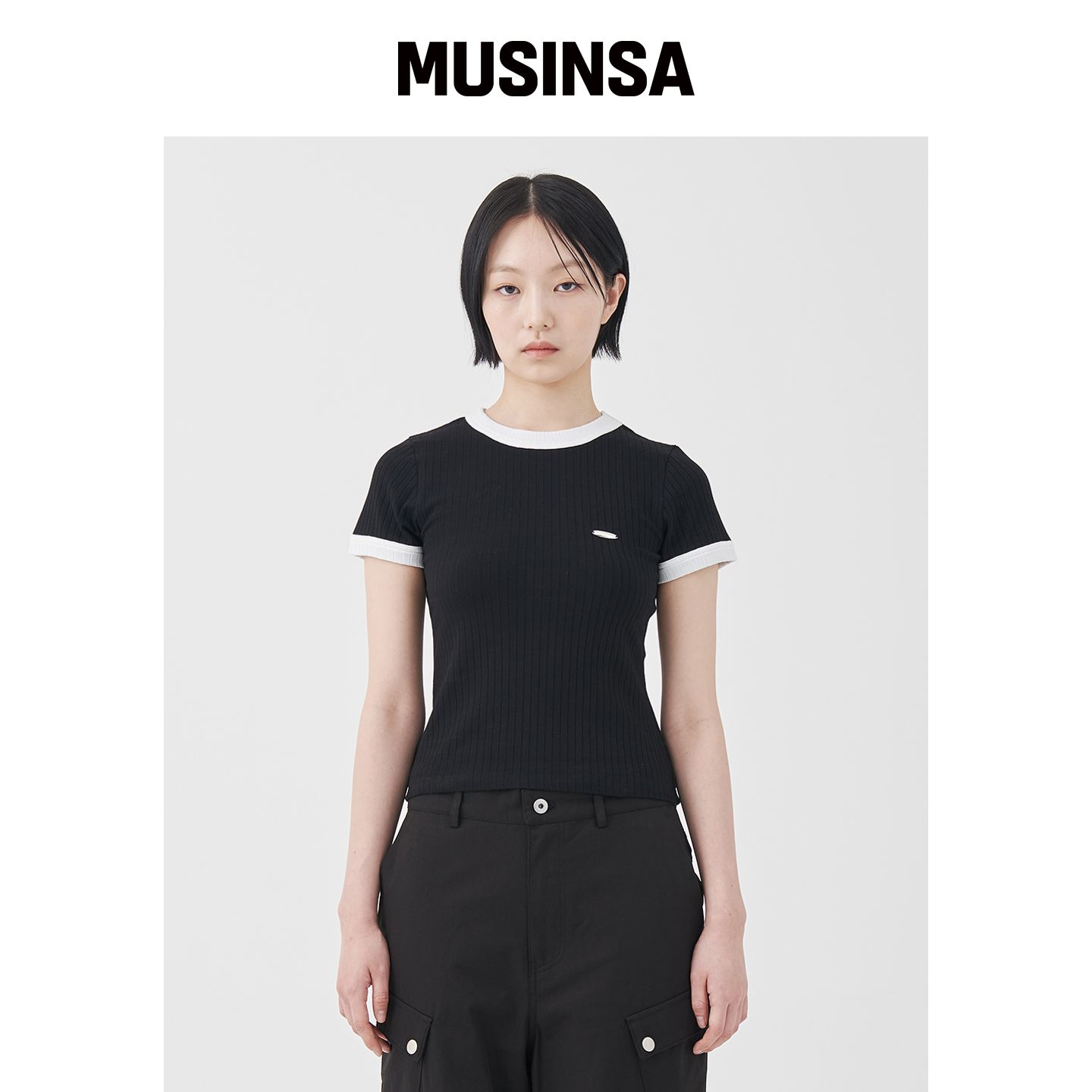 FDR 基础款圆领短袖 黑色/白色 MUSINSA韩国直邮官方正品图片