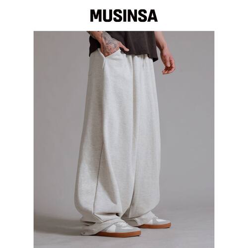 LIKE THE MOST 训练褶皱宽松裤_燕麦色 MUSINSA韩国官网直邮进口