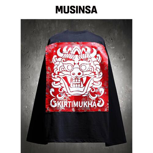 KIRTIMUKHA RED 布艺patch T恤 黑色韩国官网直邮进口MUSINSA