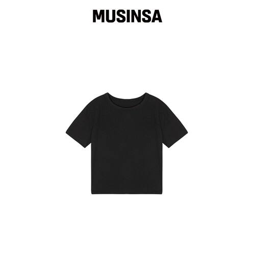 SALAD BAGUNI 蕾丝标签短款T恤 - 黑色 MUSINSA韩国直邮官方正品