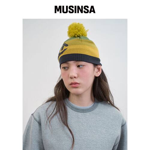 NOCONTENT 297. 流苏针织帽 _ 黄绿 MUSINSA韩国官网直邮进口