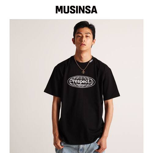 RESPECT 前logo T恤（黑色） MUSINSA韩国官网直邮进口