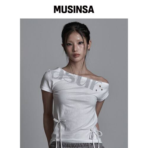 AS YOU ARE 打孔不对称露肩T恤 WHITE韩国官网直邮进口MUSINSA