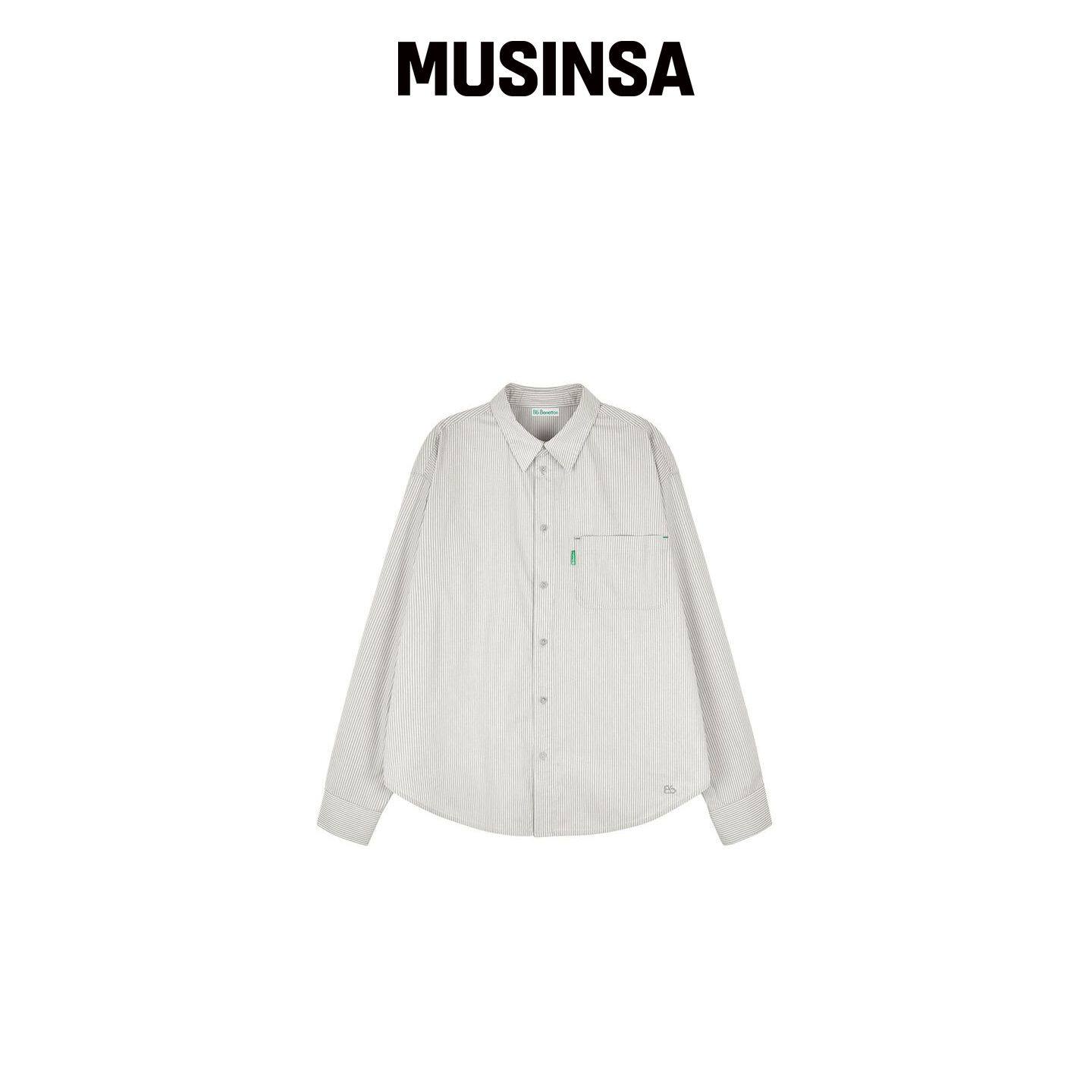 Bb' BENETTON 宽松版型条纹衬衫 (灰色) MUSINSA韩国官网直邮进口