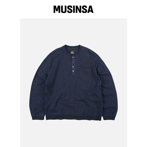 FRIZMWORKS SLUB HENLEY NECK 长袖T恤 _ 海军蓝韩国官网直邮进口