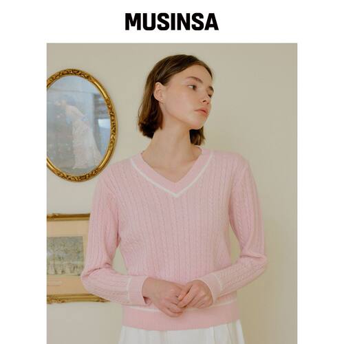 YUPPE CABLE CASHMERE 针织衫_粉色 MUSINSA韩国直邮官方正品