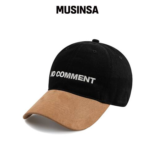 WICK NO COMMENT MIX 棉质桃皮球帽-黑色 MUSINS韩国官网直邮进口