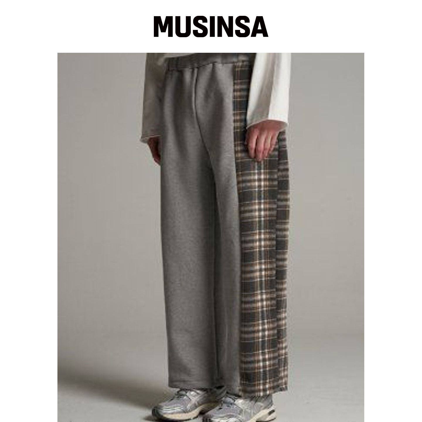 TENER 格纹色彩组合宽松裤子 灰色 MUSINSA韩国直邮官方正品