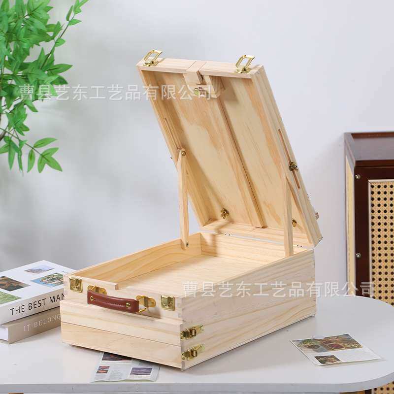 现货画架超大2抽屉可调节木制画架带存储空间便携式艺术桌面画架