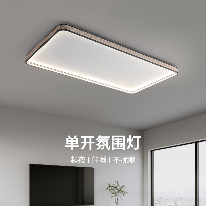 客厅灯2025新款皮革现代简约大厅主灯智能长方形全光谱护眼吸顶灯