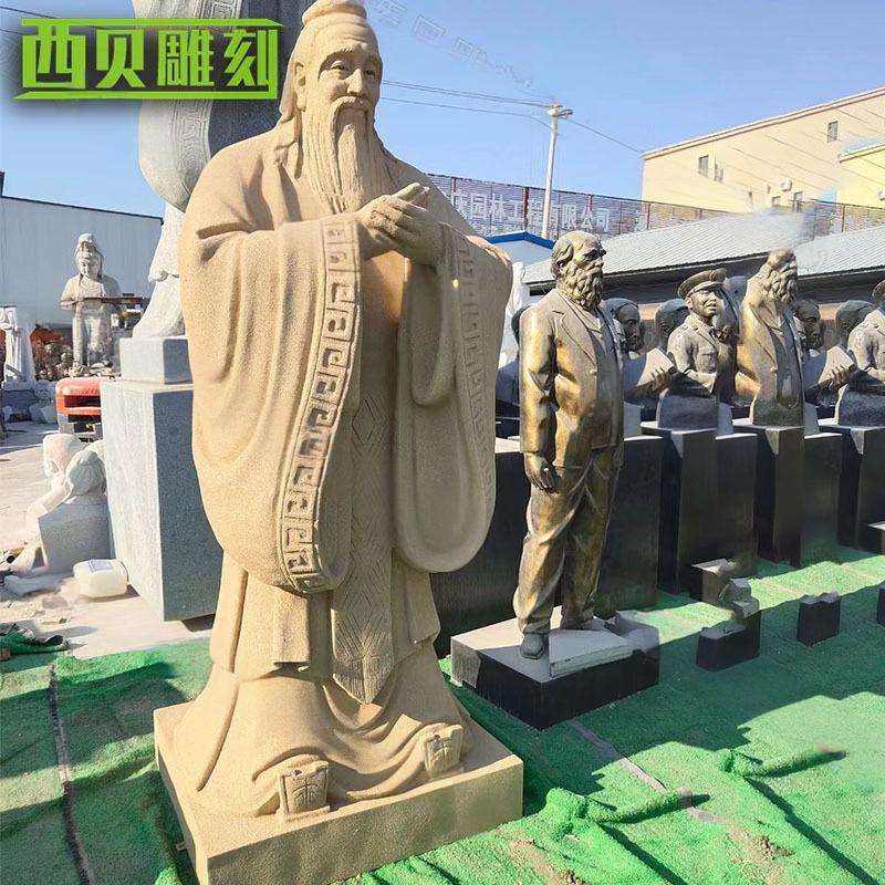 供应玻璃钢孔子孟子雕像室外名人仿铜树脂孔圣人景观雕塑摆件