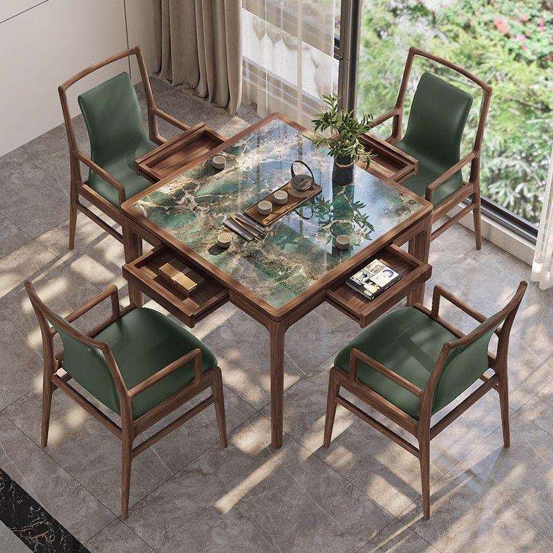 老榆木新中式禅意棋牌掼蛋桌方桌八仙桌家用茶室茶桌现代简约餐桌