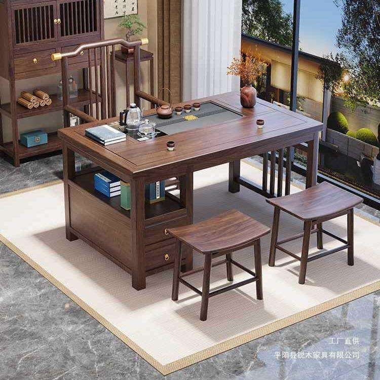 实木茶桌椅组合小型办公室泡茶台家用喝茶桌阳台茶几茶具套装一体