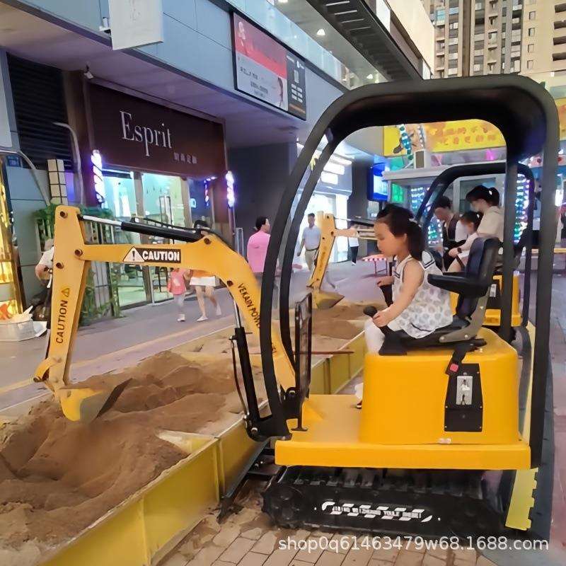 游乐园广场儿童电动小挖机360毒旋转仿真挖沙挖土挖掘机娱乐设备