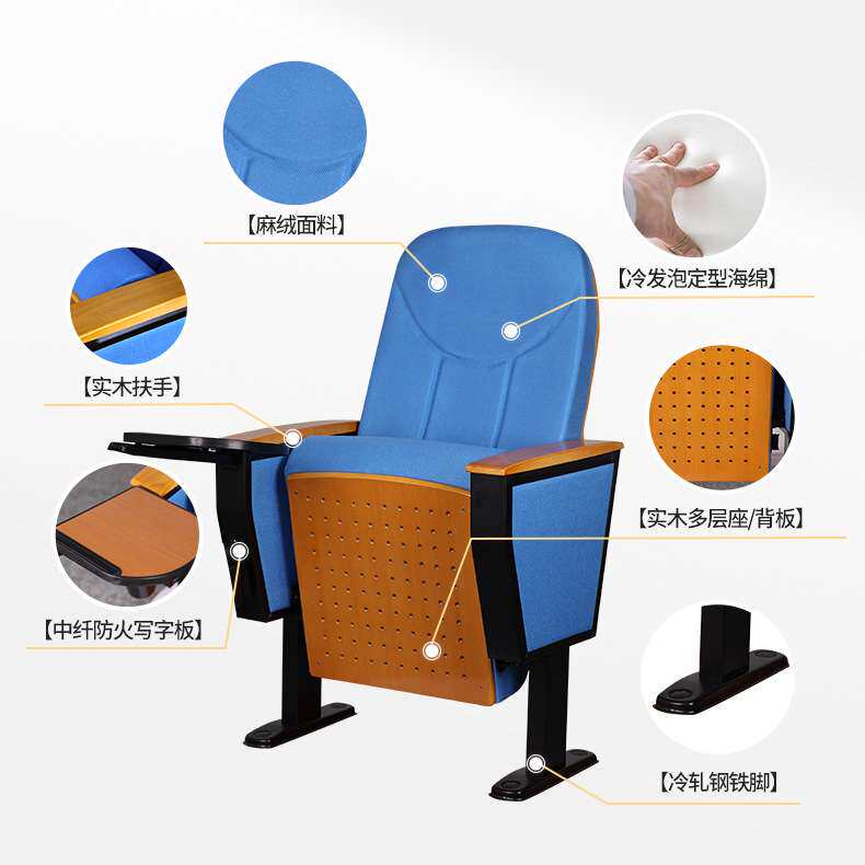 礼堂椅连排椅阶梯教室课桌椅报告厅座椅影剧院椅联排椅子带写字板