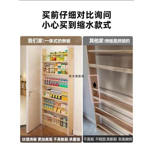 门后置物架超薄儿童实木书架落地卧室多层收纳架家用绘本架窄书柜